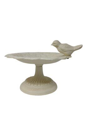 VTG White Cast Iron Bird Bath Pedestal Bowl Dish  6" T Accent  Home / Garden D22